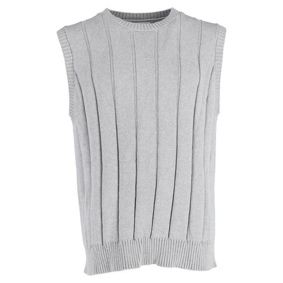 Mr. P. Ribbed Knit Vest in Grey Cotton